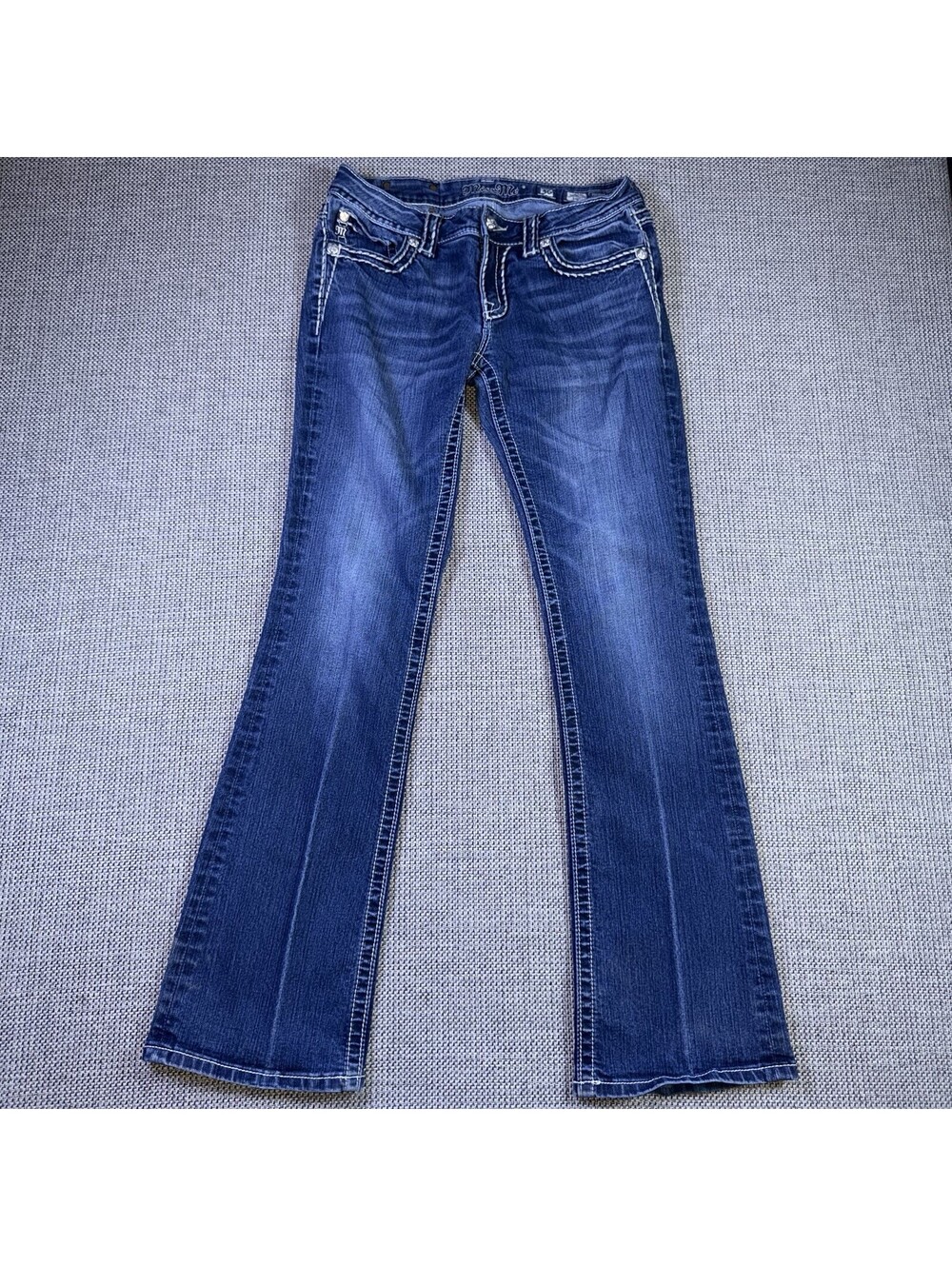 Miss Me Signature Boot Jeans Women’s 30 Y2K Bootcut Embellished Flap Pocket